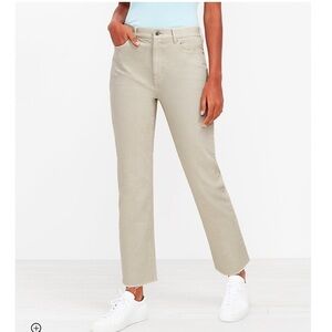 LOFT‎ The High Waist Straight Crop Jean Celestial Green raw hem Sz 31/12